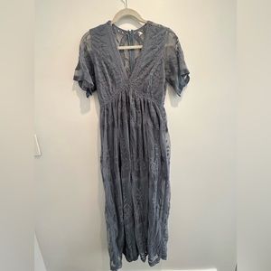 Pink blush gorgeous dove blue lace dress